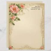 Victorian Floral and Frame Stationery Paper Briefbogen (Vorne/Hinten)