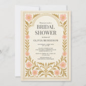 Victorian Floral Art Nouveau QR Code Bridal Shower Einladung (Vorderseite)