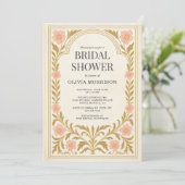 Victorian Floral Art Nouveau QR Code Bridal Shower Einladung (Stehend Vorderseite)