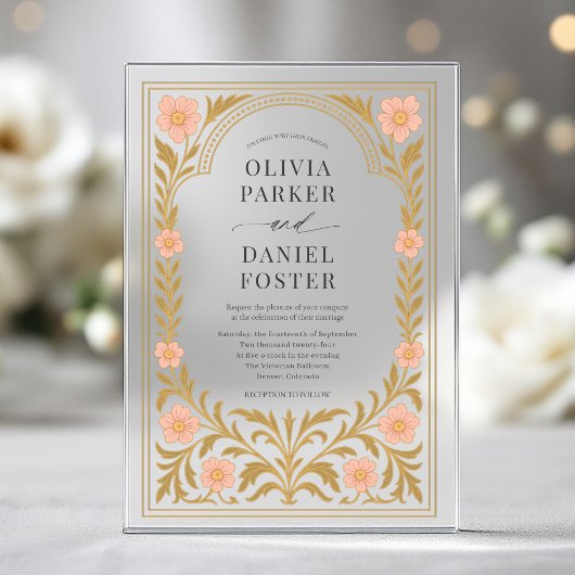 Victorian Floral Art Nouveau Wedding Acryleinladungen