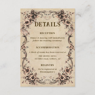 Victorian Floral Frame Wedding Details Begleitkarte