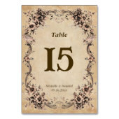 Victorian Floral Frame Wedding Table Tischnummer (Rückseite)