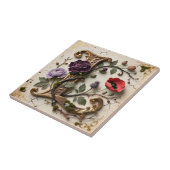Victorian Floral Gold Letter L Monogram Fliese (Seite)