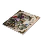 Victorian Floral Patina Letter F Monogram Fliese (Seite)