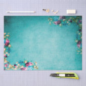 Victorian floral rose flowers elegant teal purple seidenpapier (Handwerk)