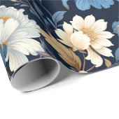 Victorian flowers blue Gift Bag Geschenkpapier (Rolleneckpunkt)