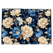 Victorian flowers blue Gift Bag Große Geschenktüte (Rückseite)