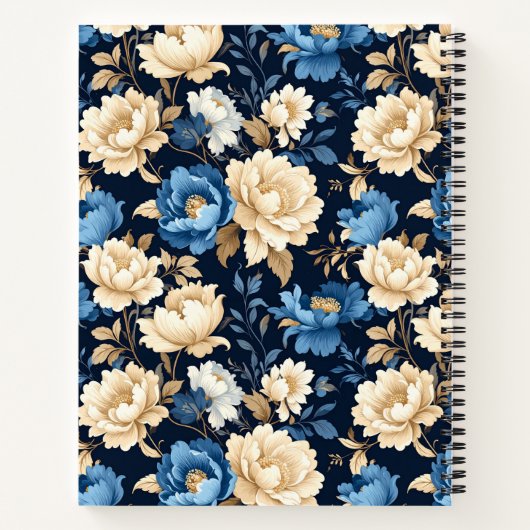 Victorian Flowers Blue Notizblock (Rückseite)