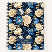 Victorian Flowers Blue Notizblock (Vorderseite)
