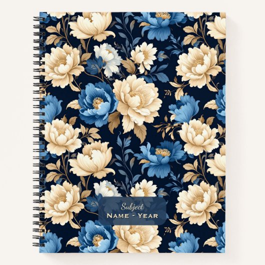 Victorian Flowers Blue Notizblock (Vorderseite)