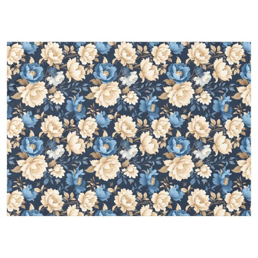 Victorian Flowers Blue Tischdecke (Vorderseite (Horizontal))