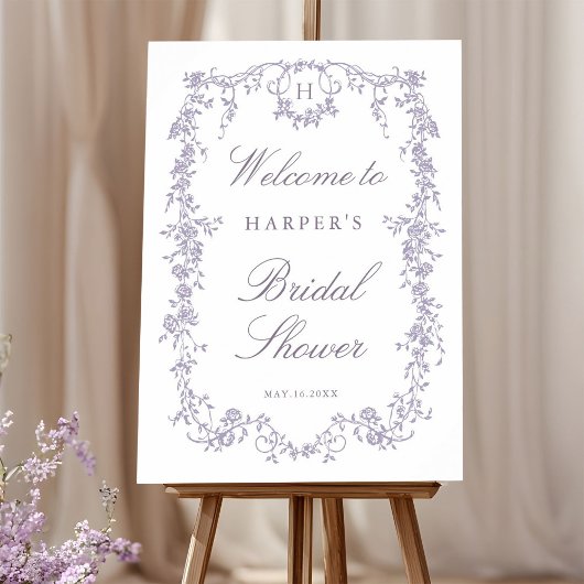 Victorian French Lavender Bridal Shower Welcome Poster