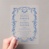 Victorian French Royal Blue Wedding Monogram Acryleinladungen (Insitu (Handheld))