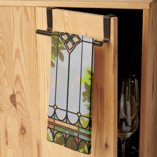 Victorian Garden Stained glass Window Curtain Geschirrtuch (Drittel gefaltet)