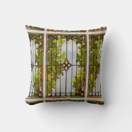 Victorian Garden Stained glass Window Curtain Kissen