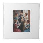 Victorian gentleman with ladies fliese<br><div class="desc">Elegant oil painting of a victorian group on ceramic</div>