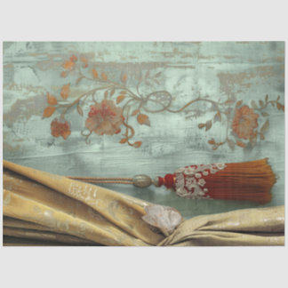 Victorian Glam Gold Drape Red Tassel Teal Floral Seidenpapier