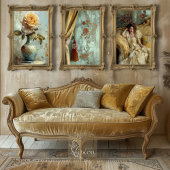 Victorian Glam Rose Drape Portrait Gold Teal Set Geschenkpapier Set