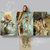 Victorian Glam Rose Drape Portrait Gold Teal Set Geschenkpapier Set