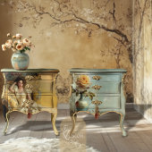 Victorian Glam Rose Drape Portrait Gold Teal Set Geschenkpapier Set