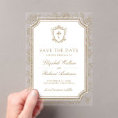 Victorian Gold Catholic Wedding Save the Date Acryleinladungen (Insitu (Handheld))
