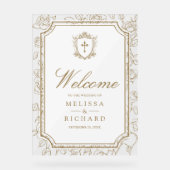 Victorian Gold Catholic Wedding Welcome Acrylschild (Vorderseite)