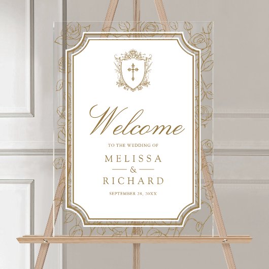 Victorian Gold Catholic Wedding Welcome Acrylschild