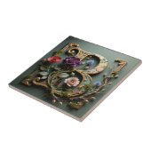 Victorian Gold Teal Letter B Monogram Fliese (Seite)