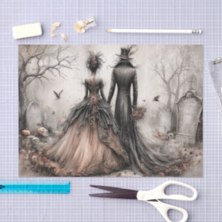 Victorian Gothic Couple Decoupage Seidenpapier