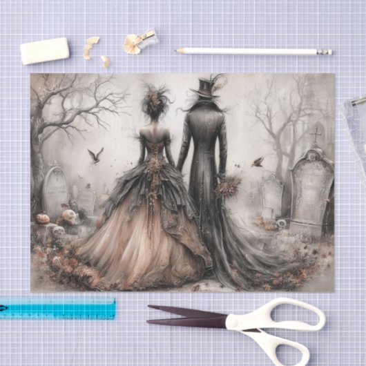 Victorian Gothic Couple Decoupage Seidenpapier (Handwerk)