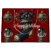 Victorian Gothic Holiday Gift Bag – Large Festive Große Geschenktüte (Vorderseite)