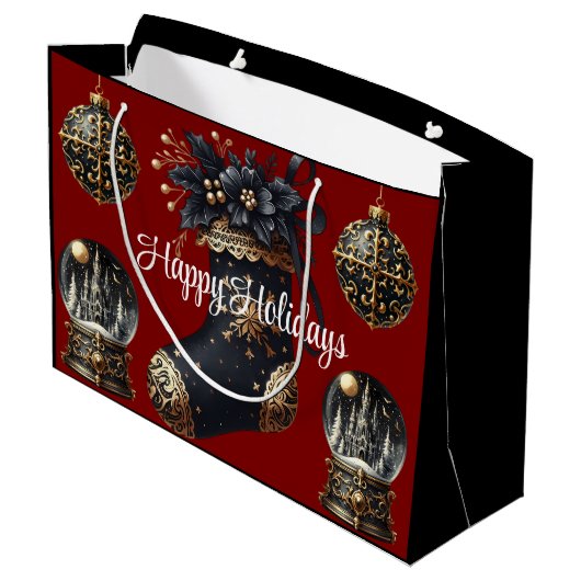 Victorian Gothic Holiday Gift Bag – Large Festive Große Geschenktüte (Rückseite Schrägansicht)
