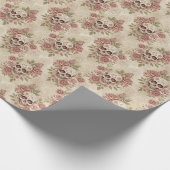 Victorian Gothic Skull & Rose Wrapping Paper Geschenkpapier (Ecke)