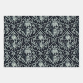 Victorian Gothic Skulls Damask Vintage Geschenkpapier Set (Vorderseite 3)