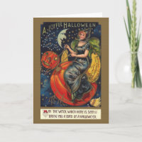 Victorian Halloween Witch Greeting Card