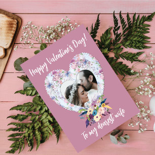 Victorian Heart Blumen Happy Valentinstag Ehefrau Feiertagspostkarte