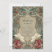 Victorian Holly & Amaryllis Christmas Einladung (Vorderseite)