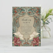 Victorian Holly & Amaryllis Christmas Einladung (Stehend Vorderseite)