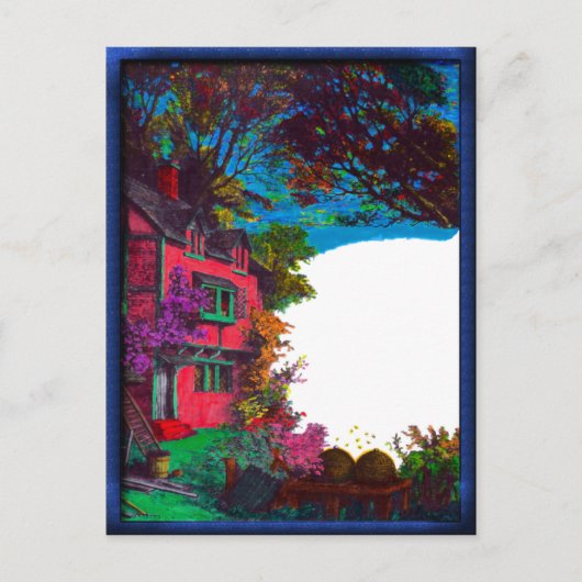 Victorian House Fall Art Postcard Postkarte (Vorderseite)