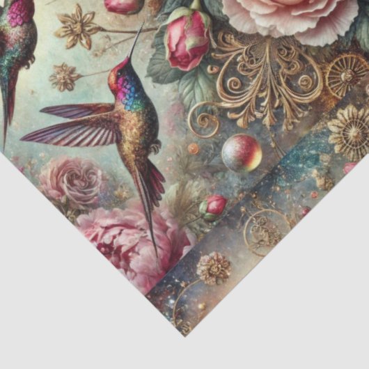 Victorian Hummingbird & Pastel Rose Decoupage  Seidenpapier (Ausschnitt)