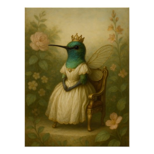 Victorian Hummingbird Queen | Majestic Fairy Bird  Poster (Vorderseite)