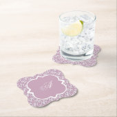 Victorian Lace Pink Monogram Paper Coaster Untersetzer (Vor Ort)
