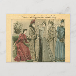 Victorian ladies in library postkarte
