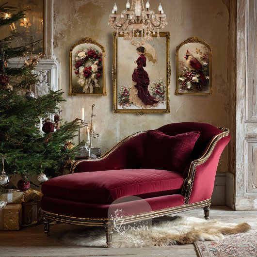 Victorian Lady Christmas Decoupage Tissue Paper Seidenpapier