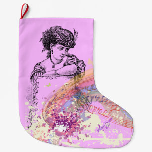 Victorian Lady Pink ColorSplash Weihnachtsstrumpf Großer Weihnachtsstrumpf
