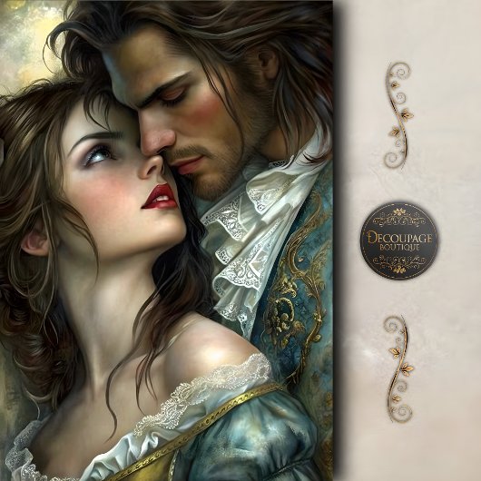 Victorian Lovers Intense Gaze Decoupage Seidenpapier