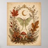 Victorian Luna Moth Botanical Witchy Wall Art Poster (Vorne)