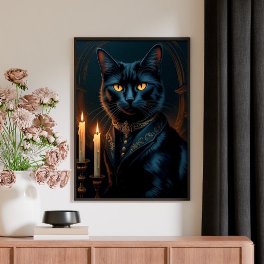  Victorian Medieval Black Cat Gallery Art Poster