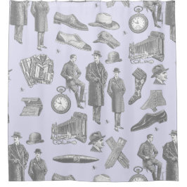 victorian mens style antique menswear toile purple duschvorhang