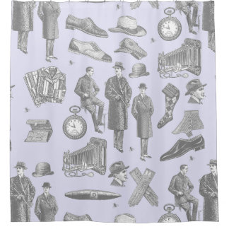 victorian mens style antique menswear toile purple duschvorhang